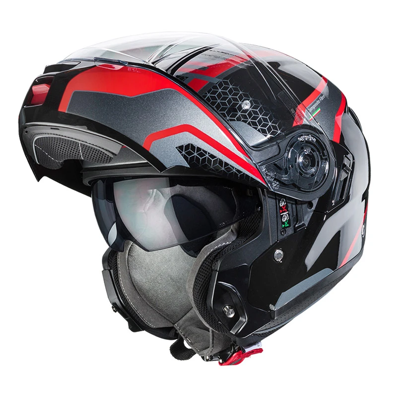 Fibra Casco Modulare Caberg Levo Sonar Rosso Argento 1 Fibra Casco Modulare Caberg Levo Sonar Rosso Argento