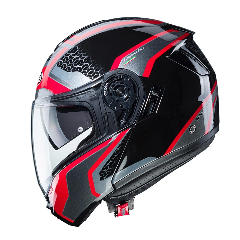 Fibra Casco Modulare Caberg Levo Sonar Rosso Argento 3 Fibra Casco Modulare Caberg Levo Sonar Rosso Argento - immagine 3
